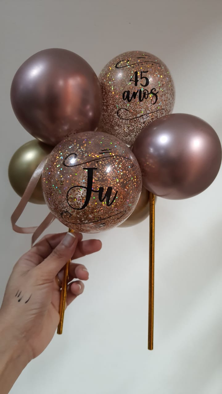 Topo de Bolo Bubble Personalizado 08 Bolas (Cores A Escolher) Unidade